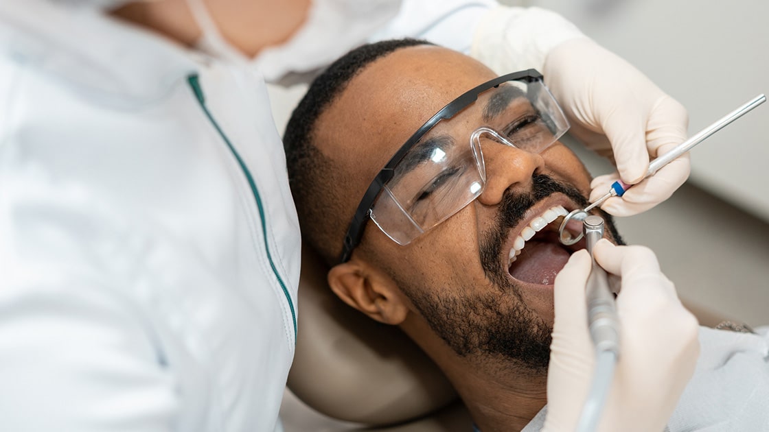 Man with protective glasses